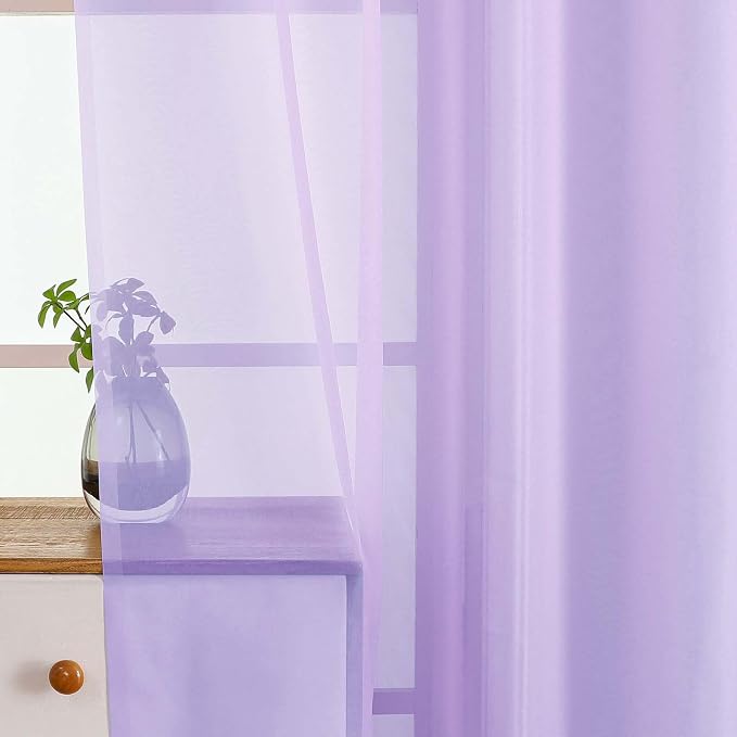 Valances for Windows 14 inch Length 2 Panels, Small Voile Sheer Curtains for - Image 4