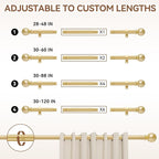 Gold Curtain Rod for Windows 66 to 120 Inch, 5/8 Inch Diameter Adjustable - Image 5