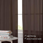 OWENIE Chocolate Sheer Curtains 96 Inch Length, Elegant Sheer Curtains - Image 3