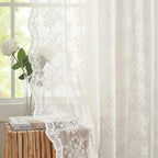 YJ YANJUN Vintage Lace Curtains Elegant Flower Off White 132 inch Curtains 1 by YJYANJUN