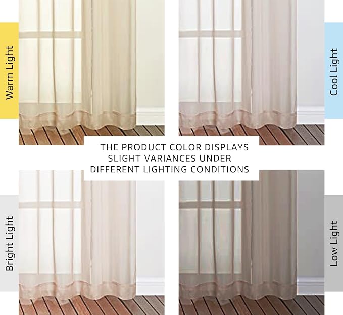 NICETOWN Taupe Voile Sheer Curtains 108 inches Long - Image 2