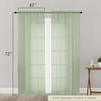 Light Green Sheer Curtain for Bedroom Living Room 72 Inches Long 2 Panels Set - Image 2