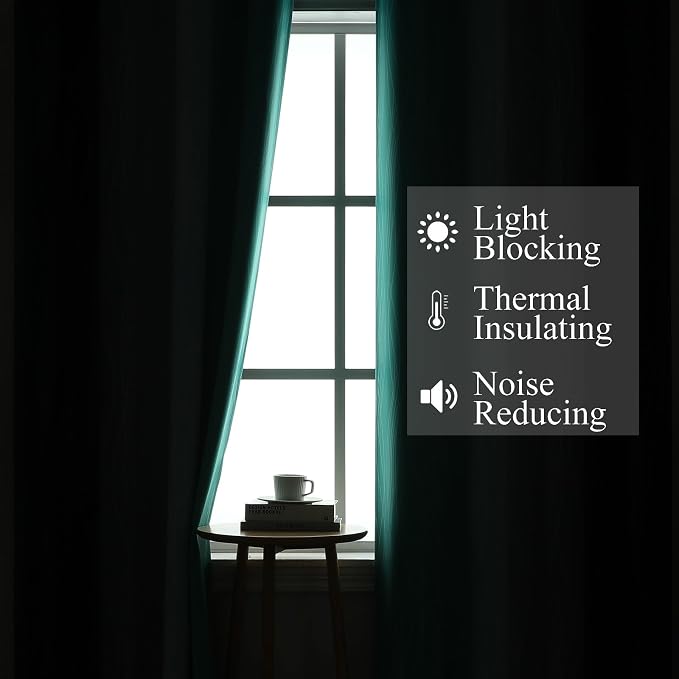 Estelar Textiler Navy Blue and Teal Blackout Curtains 45 Inch Length, Full - Image 3