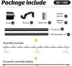 GEEBOBO Black Curtain Rods for Windows 72 to 144 Inch, 1 Inch Adjustable Heavy - Image 6
