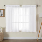Gwine White Sheer Kitchen Curtains 36 Inch Length, Light Filtering Voile Soft by Gwine