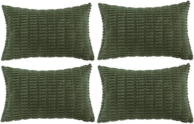 Fancy Homi 4 Packs Boho Olive Green Decorative Throw Pillow Covers 12x24 Inch by Fancy+Homi