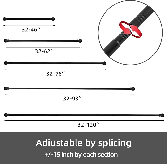 GXOACKJ Curtain Rods for windows 28-78 inch, 5/8 inch Decorative Matte Black - Image 6
