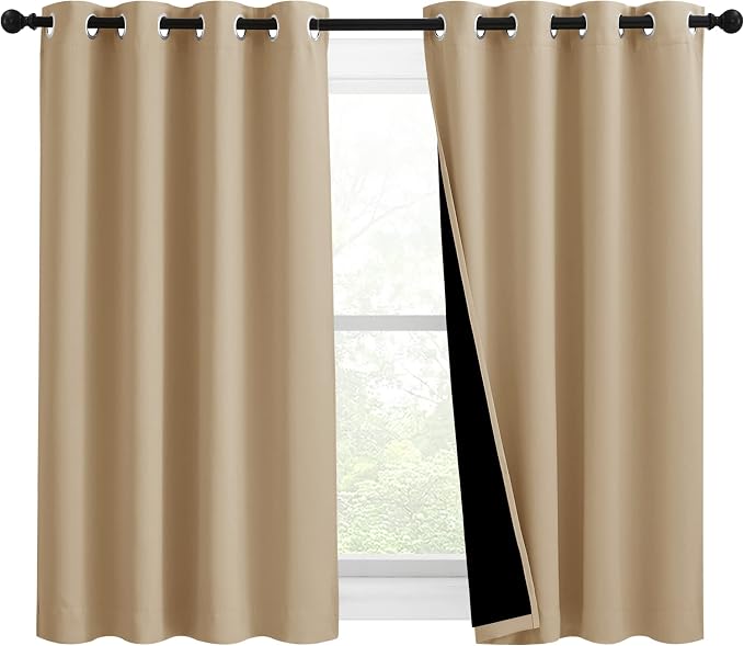 NICETOWN Bedroom Full Blackout Curtain Panels, Super Thick Insulated Grommet by NICETOWN