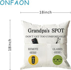 ONFAON Grandpa Gifts, Grandpa's Spot Throw Pillow Covers 18x18 Inch - Image 3