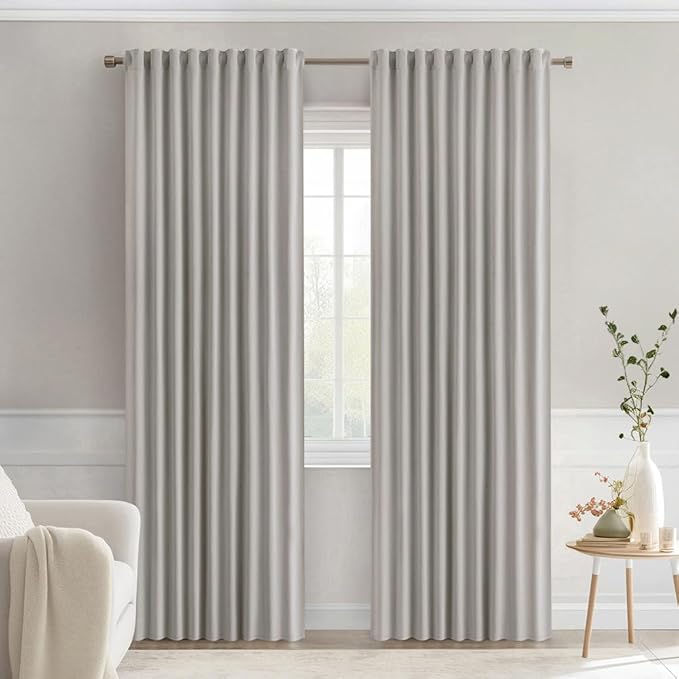 MIULEE Stone Back Tab Blackout Curtains 84 Inch Length 2 Panels Set by MIULEE