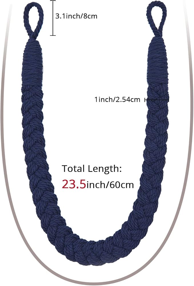 NICEEC 2 Pack Natural Cotton Rope Curtain Tiebacks Elegant Boho Style - Image 3