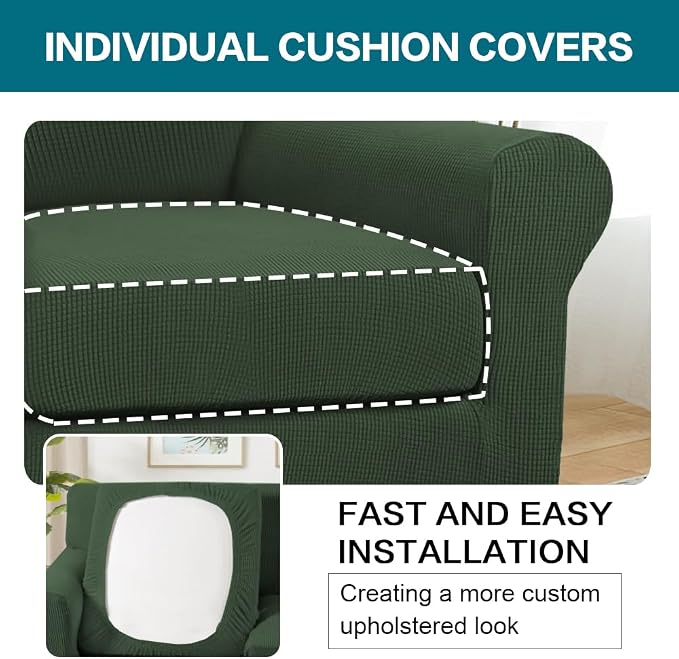 Turquoize 2 Piece Chair Covers Armchair Slipcovers - Image 5