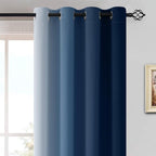 Yakamok Blue and Greyish White Ombre Curtains, Room Darkening Gradient Color - Image 3
