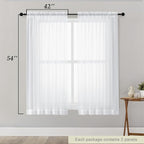 Sheer White Curtains for Bedroom Living Room 54 Inch Length 2 Panels Set - Image 2