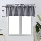 OWENIE Bob Valance Curtains 18 Inch Length 1 Piece, Faux Linen Slub Solid Dark - Image 6