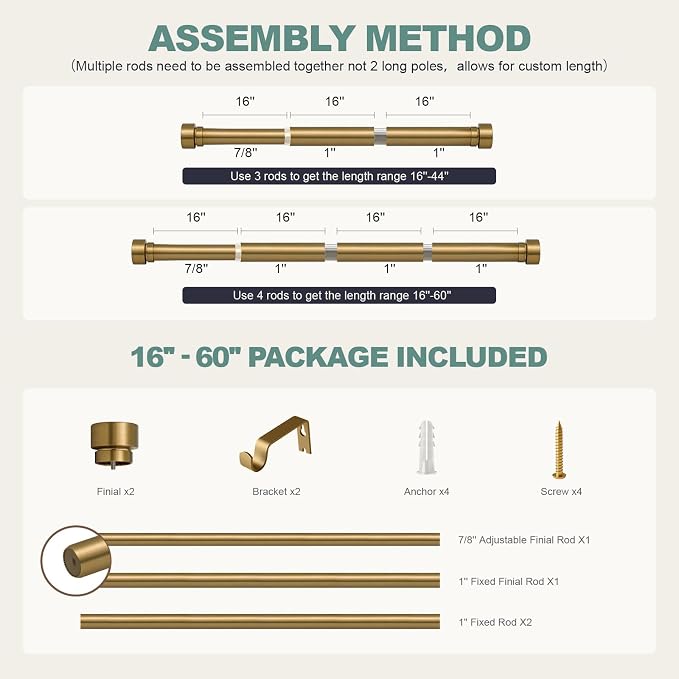 Lootkell Warm Gold Curtain Rods - Image 9