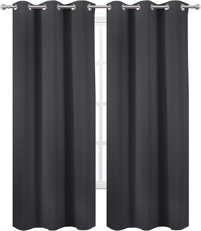 LEMOMO Dark Grey Thermal Blackout Curtains/42 x 95 Inch/Set of 2 Panels Room - Image 2