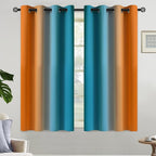 Yakamok Orange and Blue Blackout Curtains, Ombre Full Room Darkening Window by Yakamok