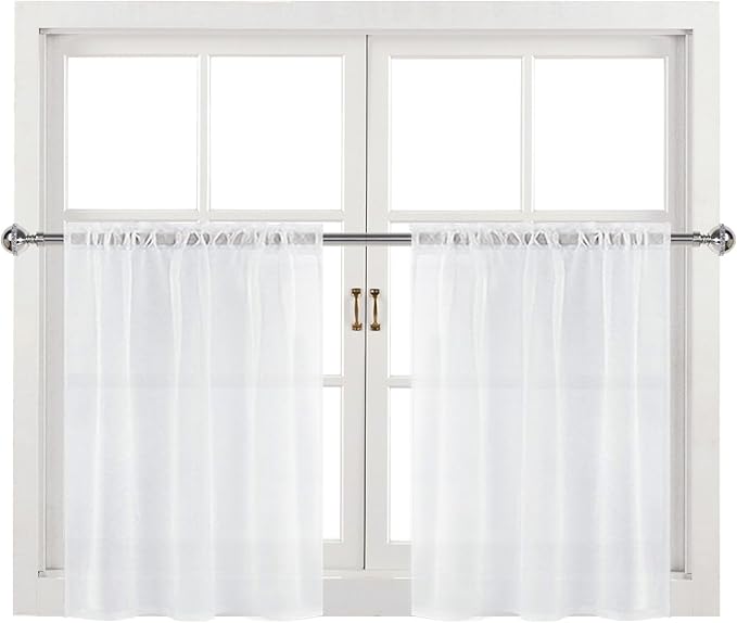 DWCN White Sheer Curtains for Kitchen Windows - Image 9