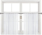 DWCN Short White Sheer Curtains 36 inches Long 2 Panels, Kitchen Tiers Valances - Image 9
