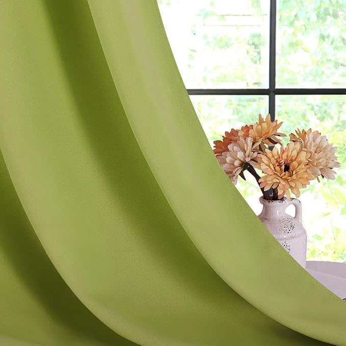 NICETOWN Blackout Curtains for Bedroom, Fresh Green, 42 W by 80 L, Thermal - Image 4