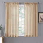 Tollpiz Sheer Curtains Linen Textured Bedroom Curtain Sheers Light Filtering by Tollpiz