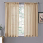 Tollpiz Short Sheer Curtains Living Room Linen Textured Curtain Sheers Light by Tollpiz