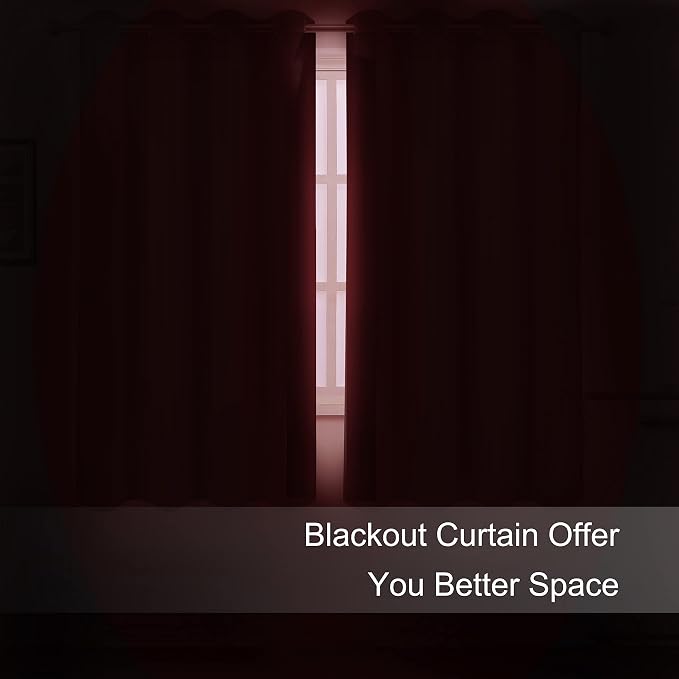 LEMOMO Red Blackout Curtains/52 x 72 Inch/Set of 2 Panels Room Darkening - Image 3