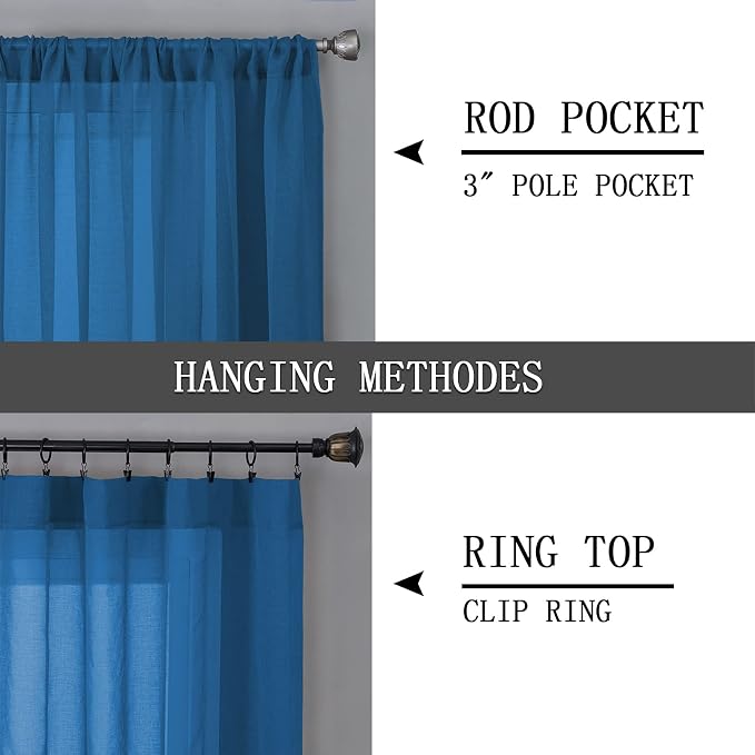 Tollpiz Short Sheer Curtains Living Room Linen Textured Curtain Sheers Light - Image 5