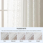 WAZZIO Boho Lace Curtains 2 Panels 63 Inches -Cute Vintage Victorian Sheer - Image 9
