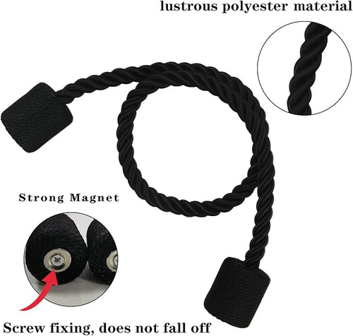2 Pack Black Strong Magnetic Curtain Tiebacks Outdoor Elegant Decorative Tie - Image 2