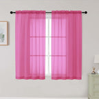 Hot Pink Sheer Curtains for Bedroom Living Room 45 Inch Length 2 Panels by WelvetBLK