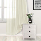 DWCN Ivory Sheer Curtains Semi Transparent Voile Rod Pocket Curtains - Image 3