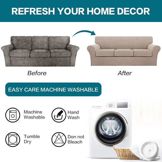Turquoize 4 Piece Sofa Slipcover Sofa Covers - Image 7