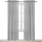 DWCN Grey Sheer Curtains Semi Transparent Voile Rod Pocket Curtains - Image 9