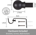 Thestoa Curtain Rods for Windows 30-62 Inch, 5/8" Matte Black Curtain Rods - Image 3