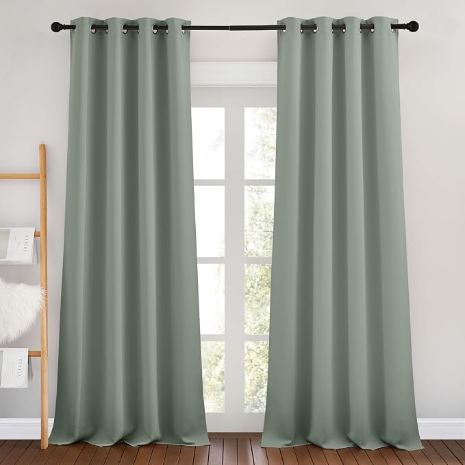 NICETOWN Sage Green Curtains 96 inches Long, Grommet Thermal Insulated Blackout by NICETOWN
