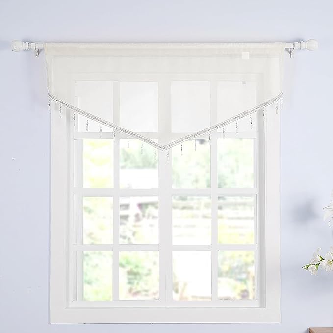 Molaxhome Swag Curtain 51 inch Length Rod Pocket Scalloped Curtain Valance - Image 7