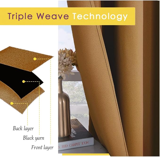 NICETOWN Bedroom Curtain Panels Blackout Draperies, 1 Pair, 34 by 70-inch - Image 4
