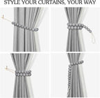 Hion 4 Pcs Boho Curtain Tiebacks, Wood Beads Curtain Holdbacks, Outdoor - Image 4
