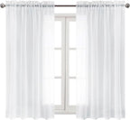 DWCN White Sheer Curtains Semi Transparent Voile Rod Pocket Curtains - Image 9