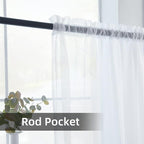 youleyar Solid Sheer Rod Pocket Curtain Voile Draperies 2 Panels White Beige - Image 3