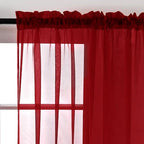 SpaceDresser Basic Rod Pocket Sheer Voile Window Curtain Panels Christmas Red 1 - Image 8