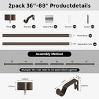 VOIIY 2 Pack Curtain Rods for Windows 48 to 84 Inch, Bronze 1'' Diameter - Image 8