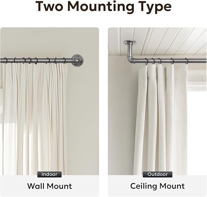 Zeerobee Curtain Rods for Windows 120 to 240, 1 Inch Industrial Wrap Around - Image 5