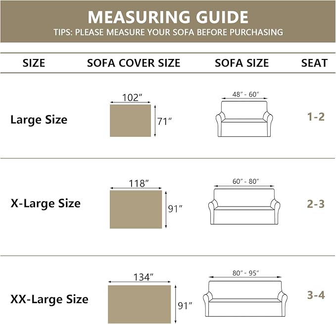 MYSKY HOME Chenille Sofa Slipcovers Sage Green Sofa Covers - Image 6