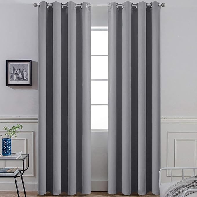 Yakamok Room Darkening Gray Blackout Curtains 84 Inch Long Light Blocking by Yakamok