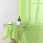 Aiyufeng Lime Sheer Curtains 63 Inch Length 2 Panels Set - Image 3