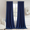 MIULEE Navy Blue Back Tab Blackout Curtains 108 Inch Long 2 Panels Set by MIULEE