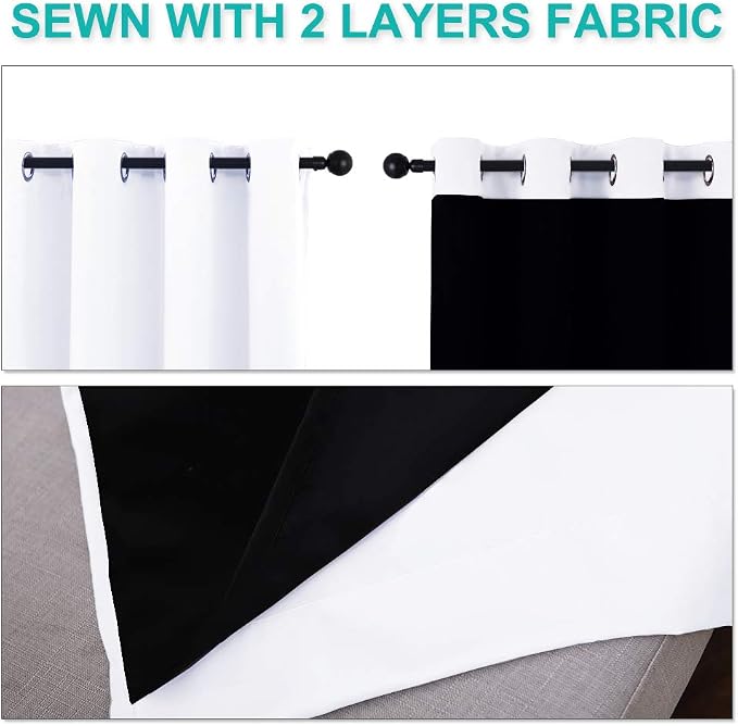 NICETOWN 100% Blackout Window Curtain Panels, Cold and Full Light Blocking - Image 5